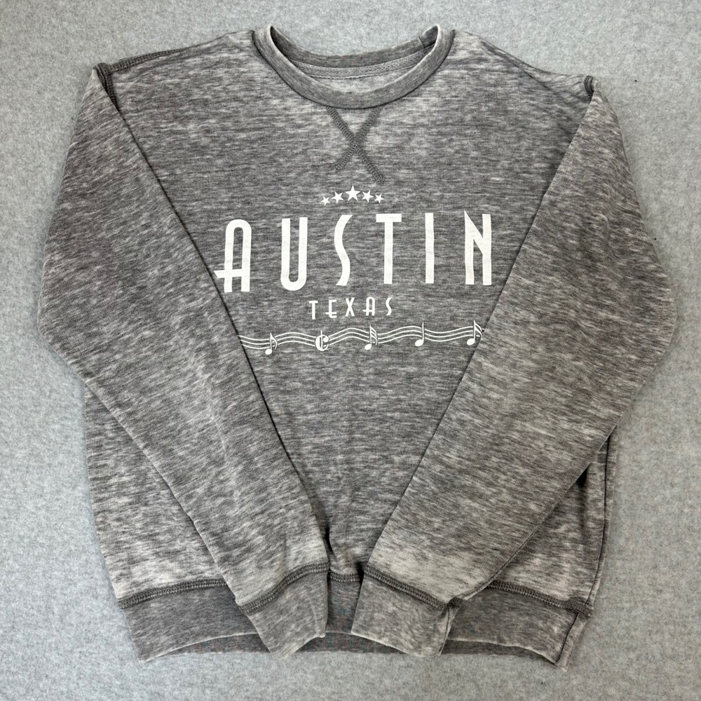 Passion-I Austin Texas Sweatshirt Gray Burnout Graphic‎ Crewneck Size M RN83825